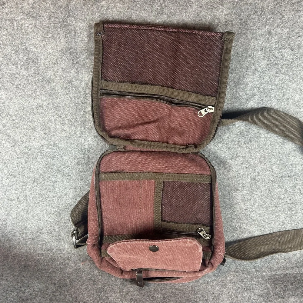Maze Exclusive Canvas Crossbody Bag Small Maroon Durable Utility Messenger